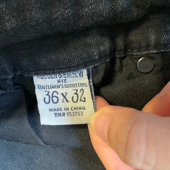 Hudson & Barrow NYC Men Slim Jeans size 36 x 32 Black Mid Rise Stretch Boot Cut - Picture 9 of 11